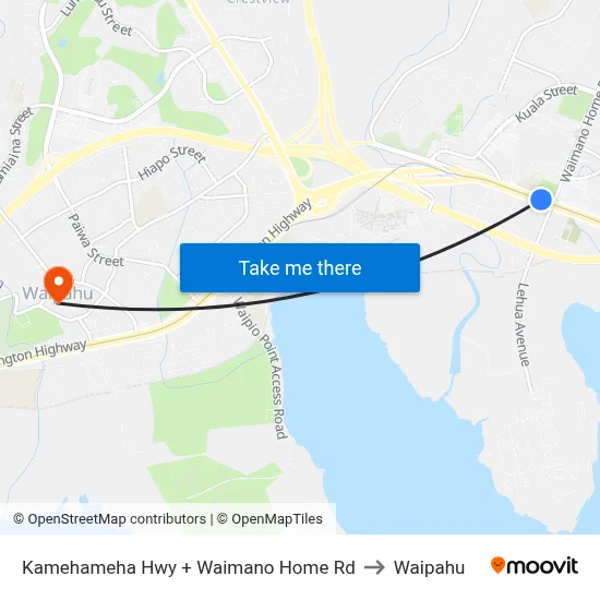 Kamehameha Hwy + Waimano Home Rd to Waipahu map