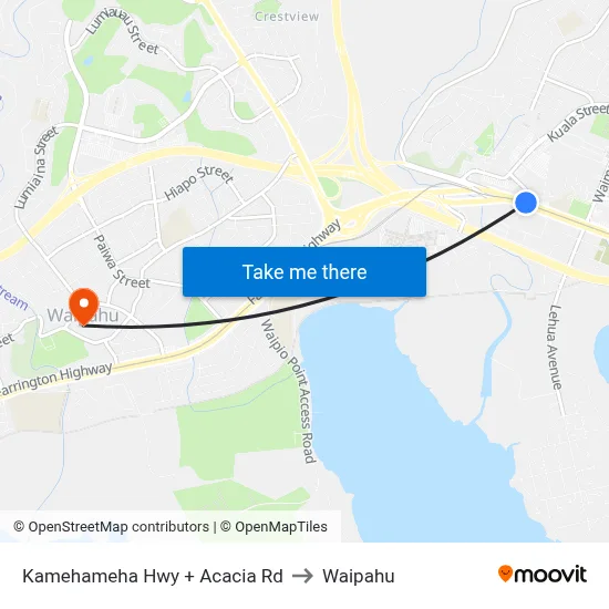 Kamehameha Hwy + Acacia Rd to Waipahu map