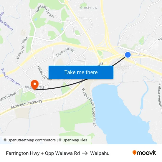 Farrington Hwy + Opp Waiawa Rd to Waipahu map