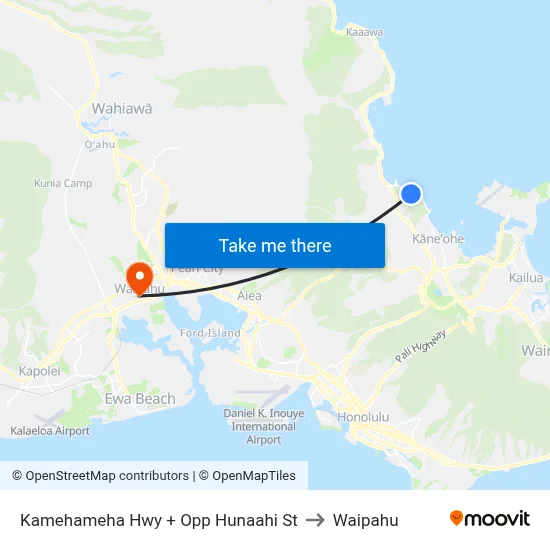 Kamehameha Hwy + Opp Hunaahi St to Waipahu map