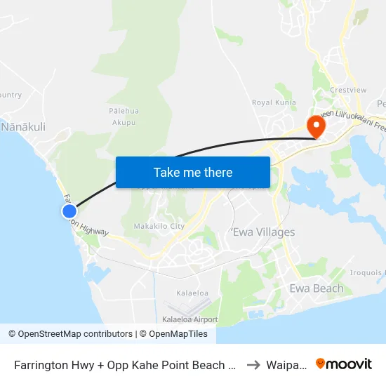 Farrington Hwy + Opp Kahe Point Beach Park to Waipahu map