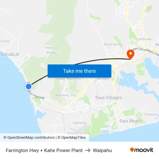 Farrington Hwy + Kahe Power Plant to Waipahu map