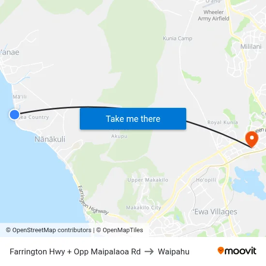 Farrington Hwy + Opp Maipalaoa Rd to Waipahu map