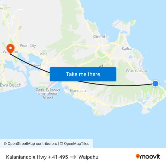 Kalanianaole Hwy + 41-495 to Waipahu map