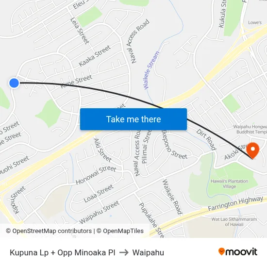 Kupuna Lp + Opp Minoaka Pl to Waipahu map