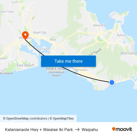 Kalanianaole Hwy + Waialae Iki Park to Waipahu map