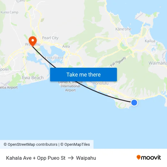 Kahala Ave + Opp Pueo St to Waipahu map