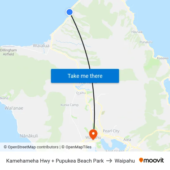 Kamehameha Hwy + Pupukea Beach Park to Waipahu map