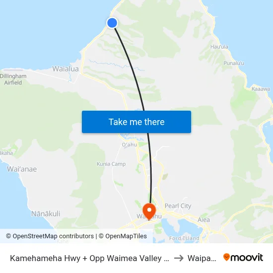 Kamehameha Hwy + Opp Waimea Valley Rd to Waipahu map