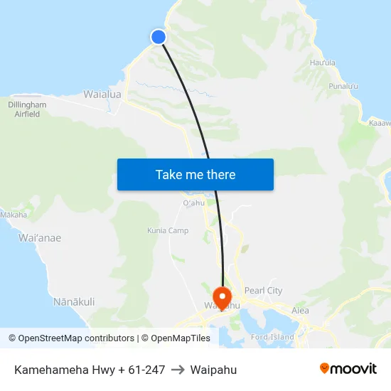 Kamehameha Hwy + 61-247 to Waipahu map