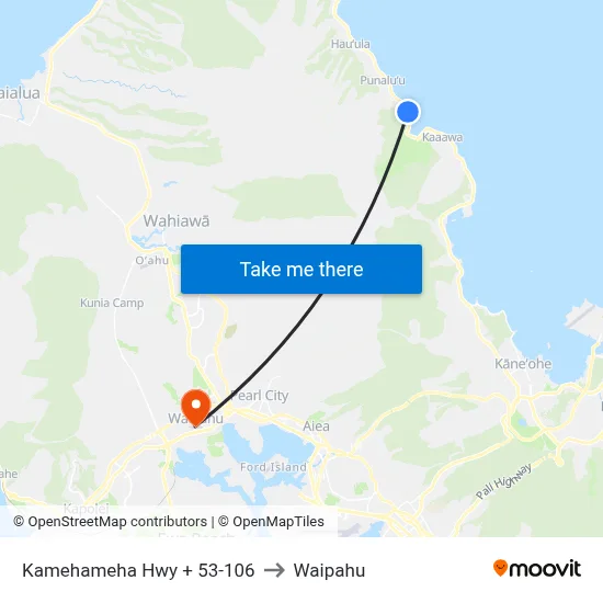 Kamehameha Hwy + 53-106 to Waipahu map