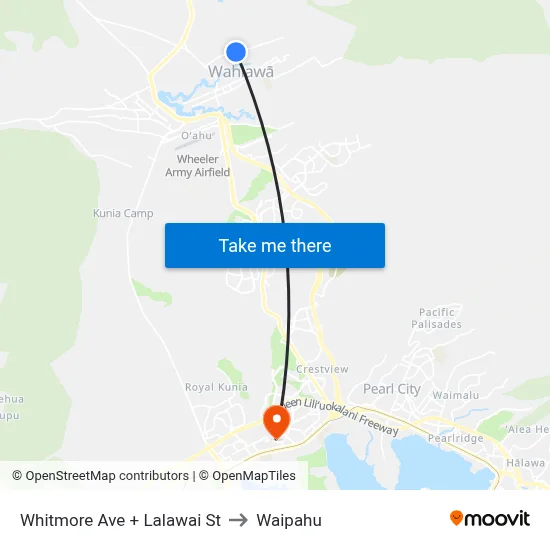 Whitmore Ave + Lalawai St to Waipahu map