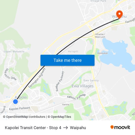 Kapolei Transit Center - Stop 4 to Waipahu map