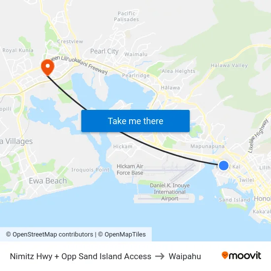 Nimitz Hwy + Opp Sand Island Access to Waipahu map