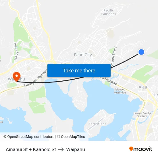 Ainanui St + Kaahele St to Waipahu map