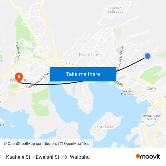 Kaahele St + Ewelani St to Waipahu map