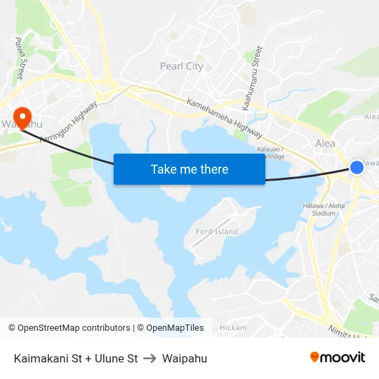 Kaimakani St + Ulune St to Waipahu map