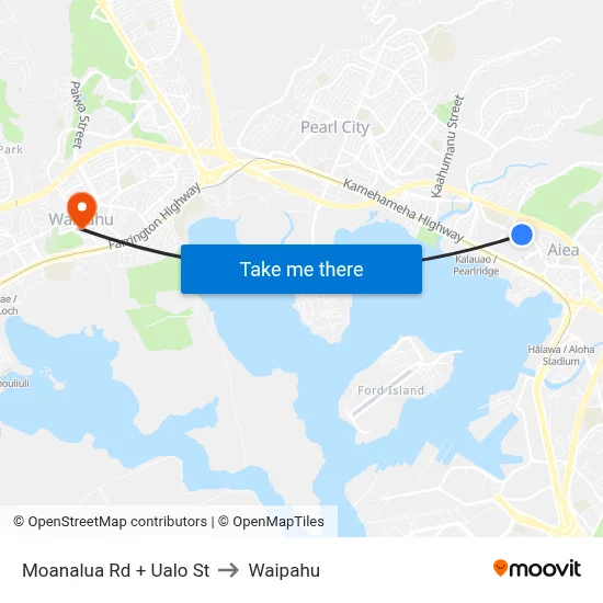 Moanalua Rd + Ualo St to Waipahu map