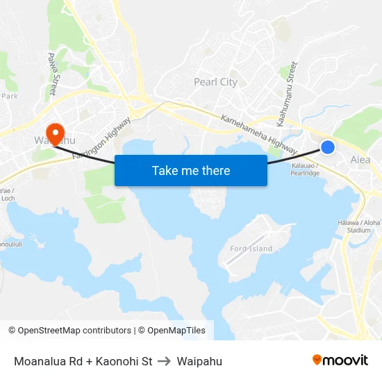 Moanalua Rd + Kaonohi St to Waipahu map