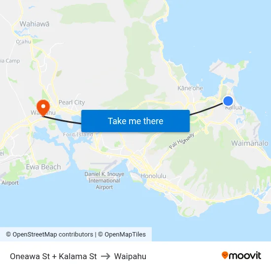 Oneawa St + Kalama St to Waipahu map
