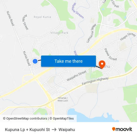Kupuna Lp + Kupuohi St to Waipahu map