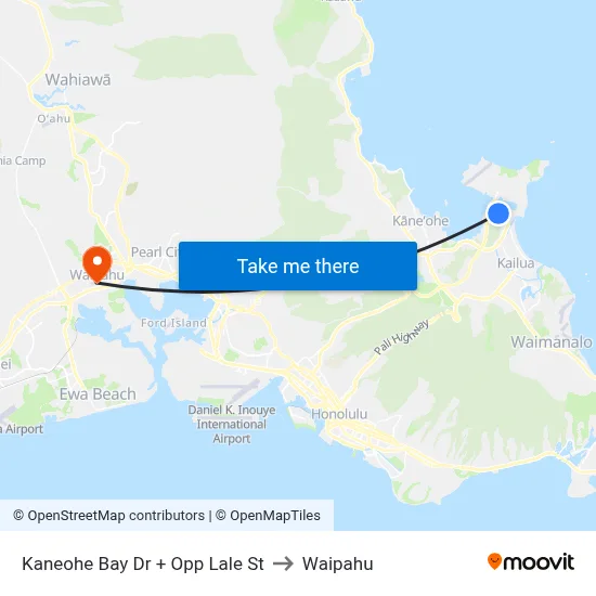 Kaneohe Bay Dr + Opp Lale St to Waipahu map