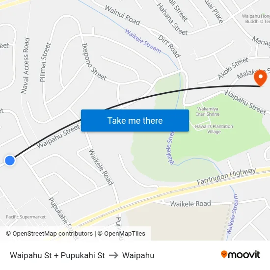 Waipahu St + Pupukahi St to Waipahu map