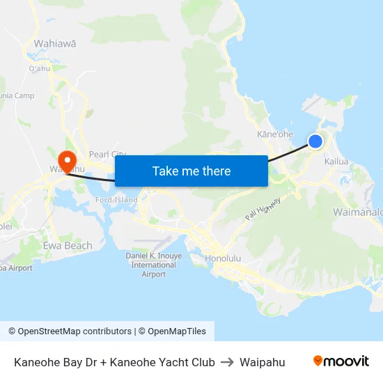 Kaneohe Bay Dr + Kaneohe Yacht Club to Waipahu map