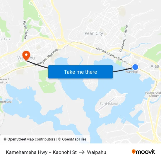 Kamehameha Hwy + Kaonohi St to Waipahu map