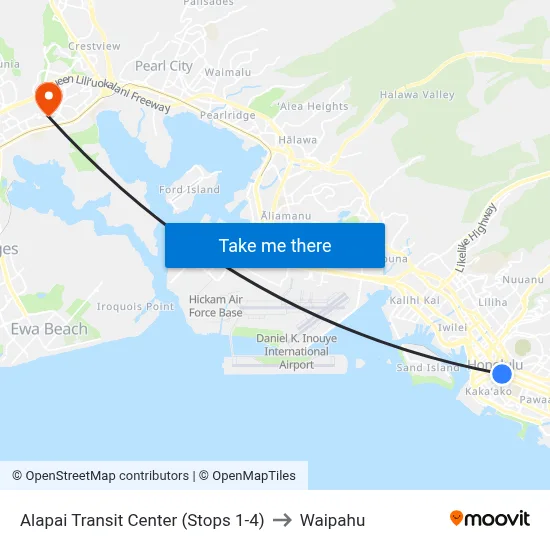 Alapai Transit Center (Stops 1-4) to Waipahu map