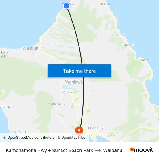 Kamehameha Hwy + Sunset Beach Park to Waipahu map