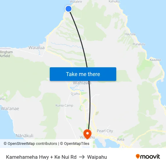 Kamehameha Hwy + Ke Nui Rd to Waipahu map