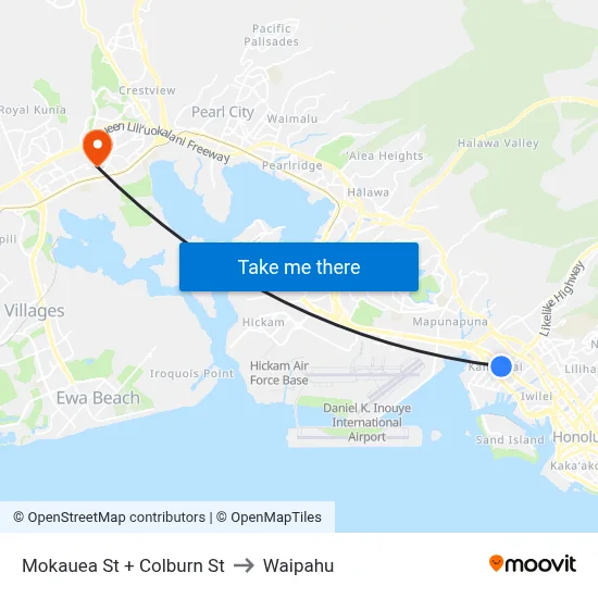 Mokauea St + Colburn St to Waipahu map