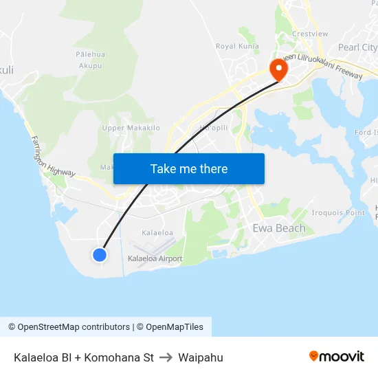 Kalaeloa Bl + Komohana St to Waipahu map