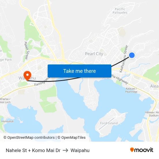 Nahele St + Komo Mai Dr to Waipahu map