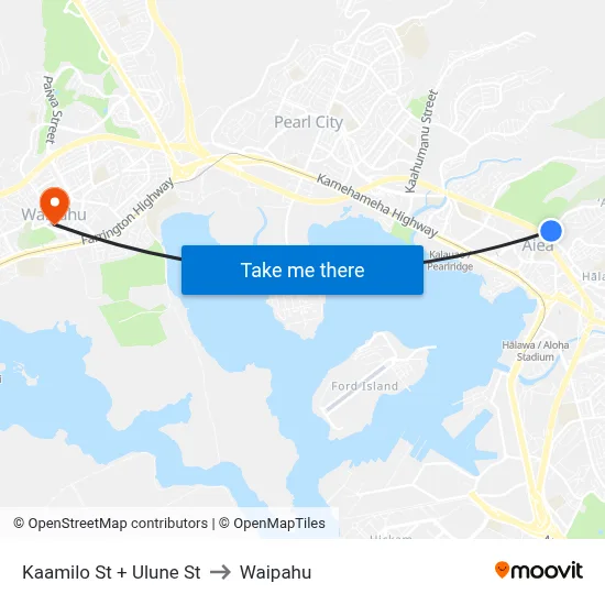 Kaamilo St + Ulune St to Waipahu map