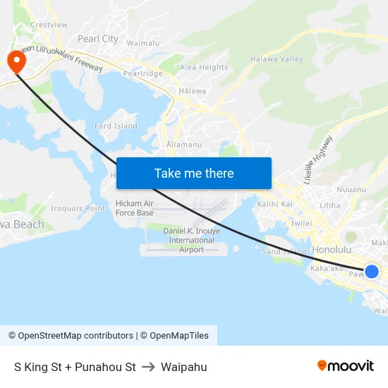 S King St + Punahou St to Waipahu map
