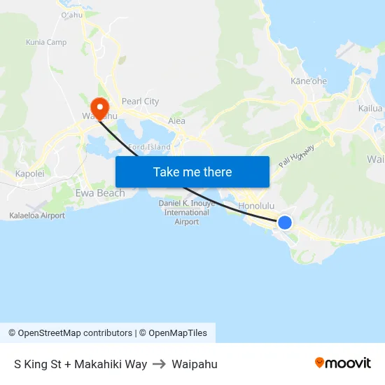 S King St + Makahiki Way to Waipahu map