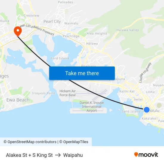 Alakea St + S King St to Waipahu map