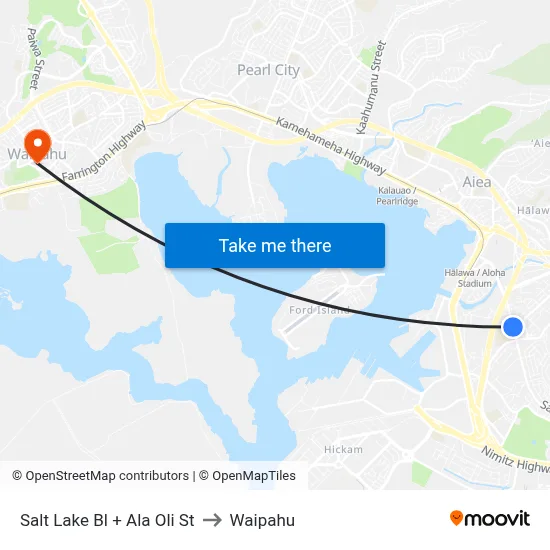 Salt Lake Bl + Ala Oli St to Waipahu map