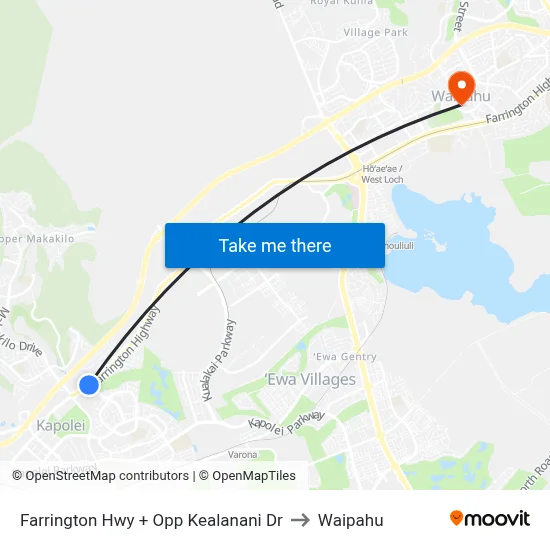 Farrington Hwy + Opp Kealanani Dr to Waipahu map