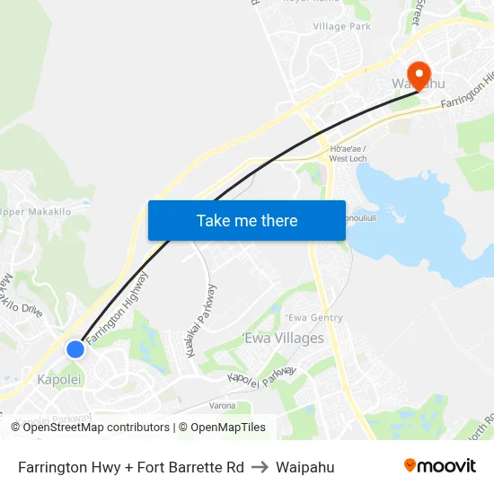 Farrington Hwy + Fort Barrette Rd to Waipahu map