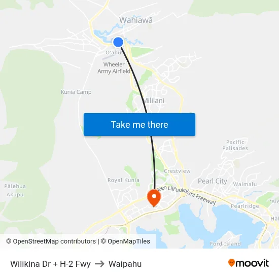 Wilikina Dr + H-2 Fwy to Waipahu map