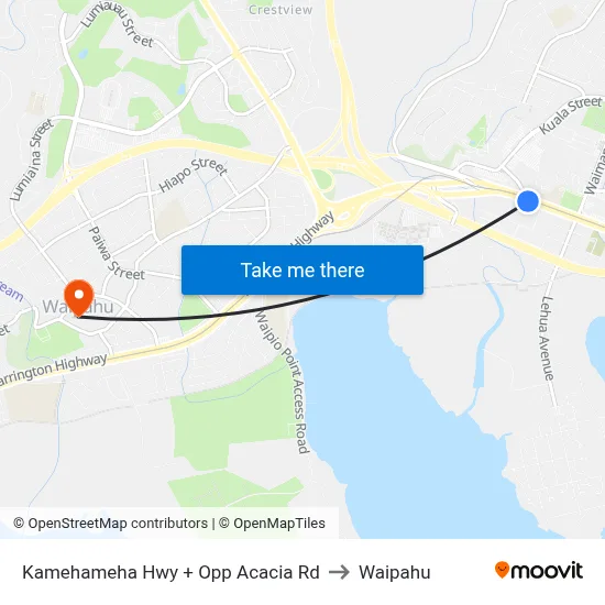 Kamehameha Hwy + Opp Acacia Rd to Waipahu map