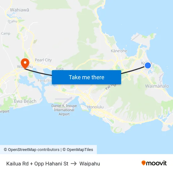 Kailua Rd + Opp Hahani St to Waipahu map