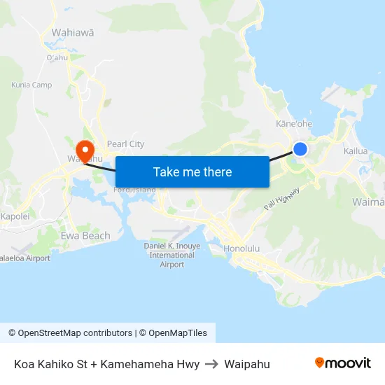 Koa Kahiko St + Kamehameha Hwy to Waipahu map