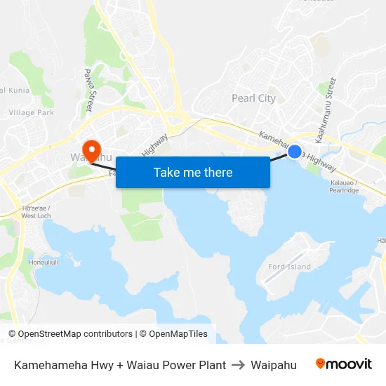 Kamehameha Hwy + Waiau Power Plant to Waipahu map