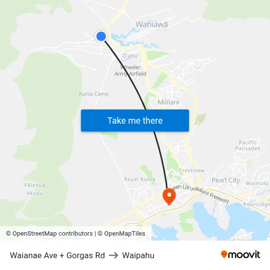Waianae Ave + Gorgas Rd to Waipahu map