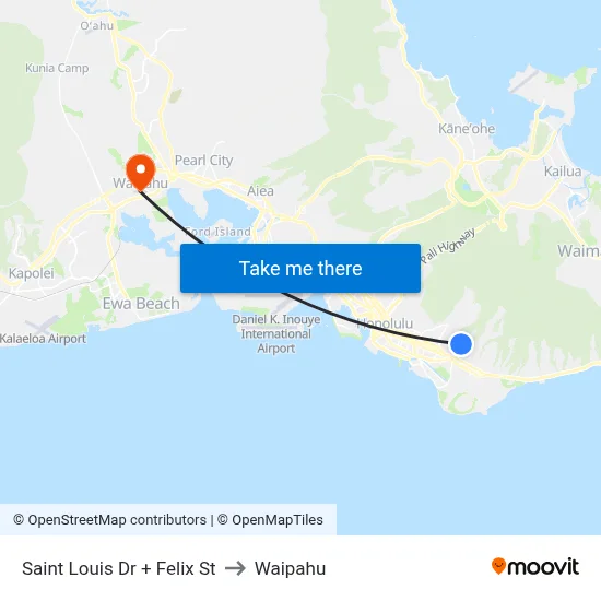 Saint Louis Dr + Felix St to Waipahu map