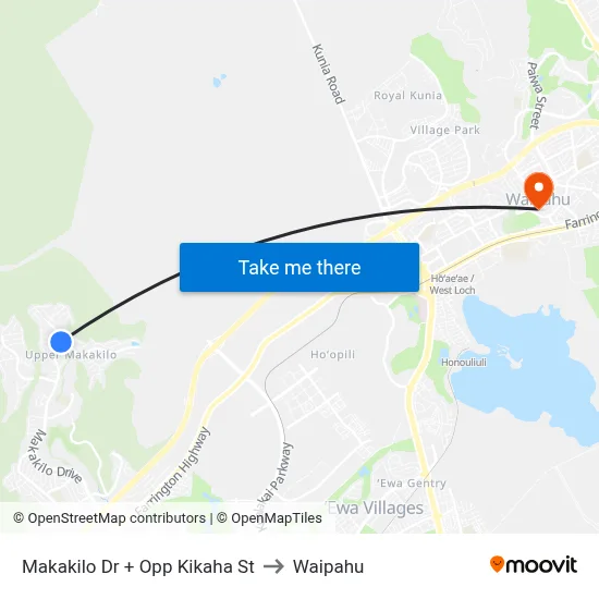 Makakilo Dr + Opp Kikaha St to Waipahu map